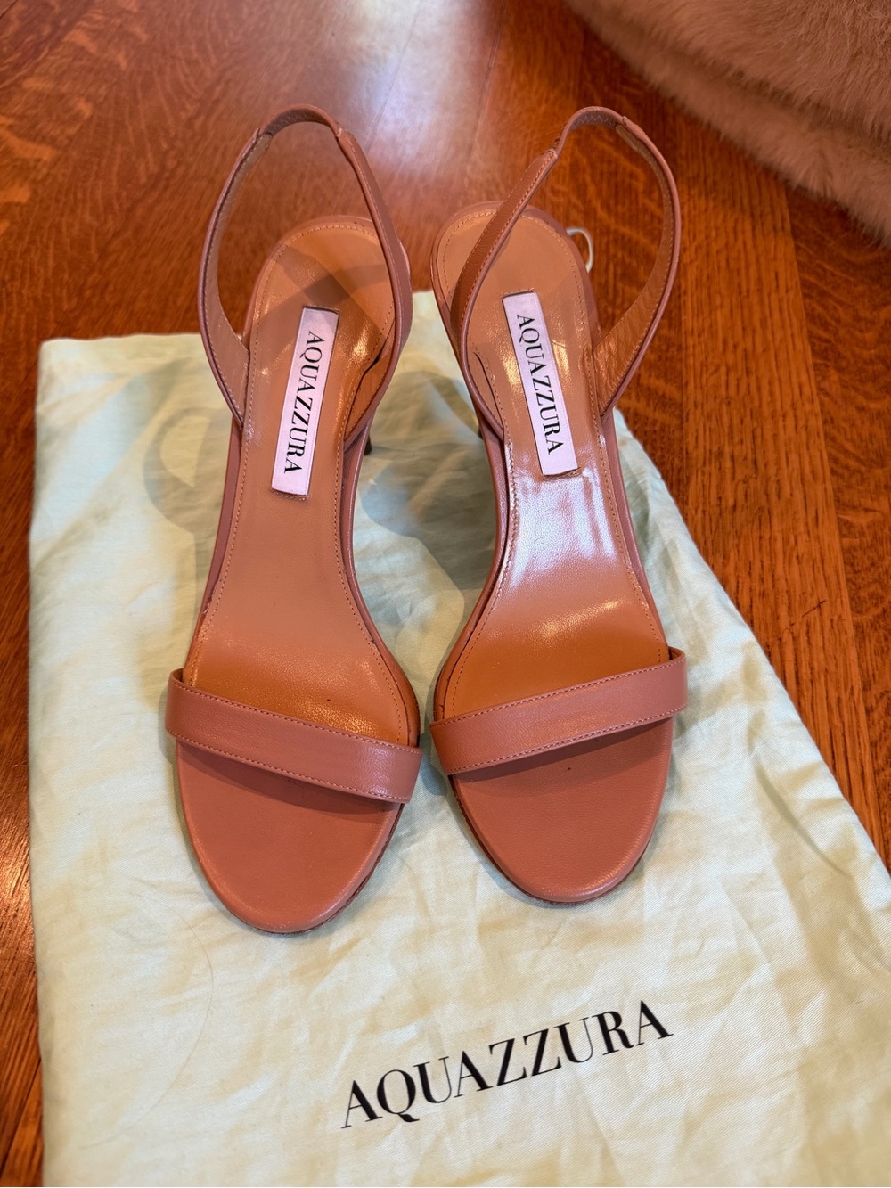 Aquazzura Dusty Pink Slingback Leather Heels
